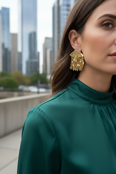 ELENOR Kadın Püsküllü Vintage Çelik Küpe