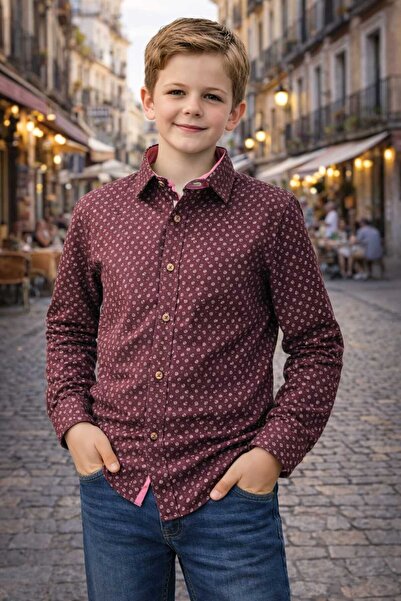 Louis Kids Tiny Patterned Long Sleeve Shirt