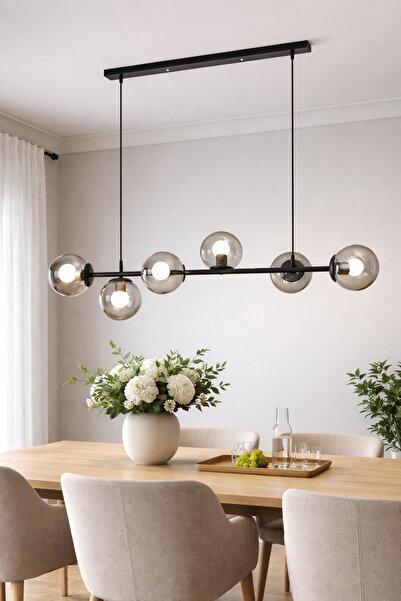 Modavize Milano Modern Tasarım Salon Yemek Odası Mutfak Siyah Renk Füme Camlı...