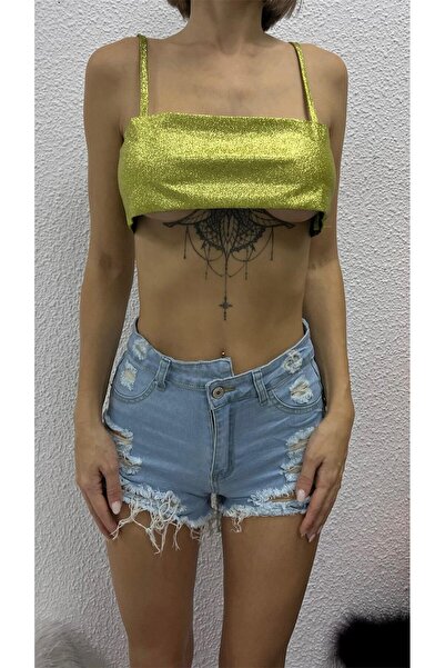 Bikini Mayokini Dünyası Top crop cu sclipici - verde