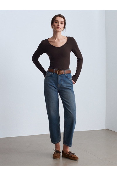 Dilvin 71350 Tint Yıkama Relax Denim Pantolon-Tint