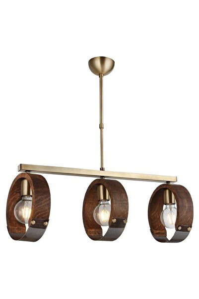 LUCEA Manya 3 Lü Sıralı Ahşaplı Antik Lak Avize 3xe27