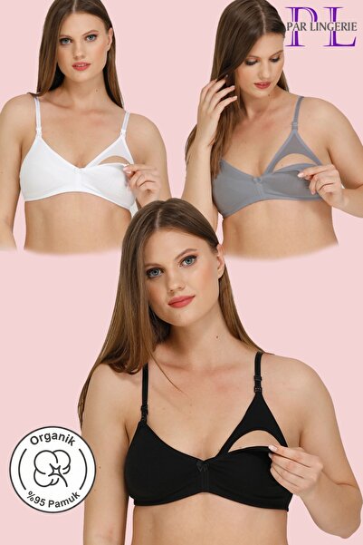 par lingerie pl 3LÜ HAMİLE EMZİRME SÜTYENİ KAPSIZ KARIŞIK RENK