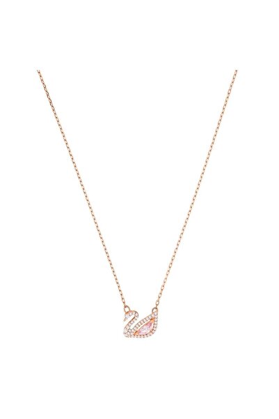 Swarovski Swan Kolye, Kuğu, Pembe, Pembe altın rengi kaplama