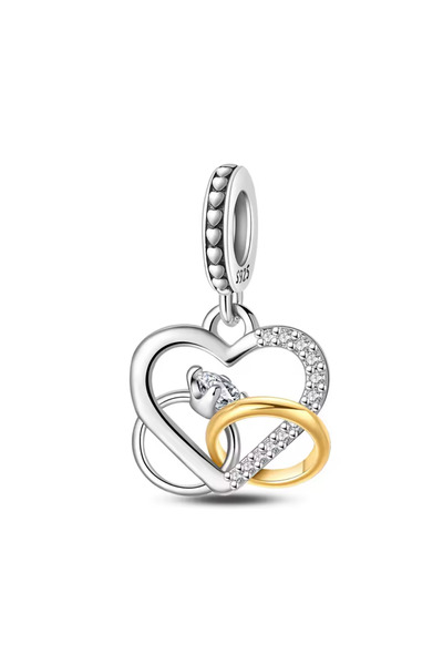 Fubena خاتم الخطوبة والوعد مع حجر على شكل قلب متدلي