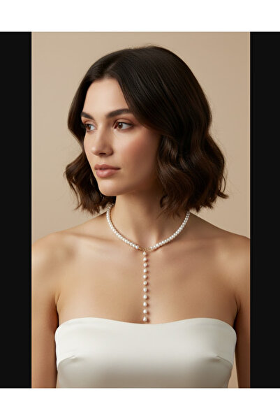 set.up قلادة يو موديل سيرا مرصعة باللؤلؤ