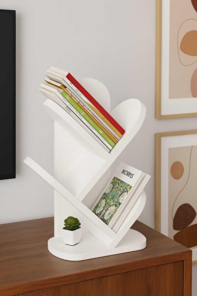 Reyo Falez 3 Raflı Masaüstü Kitaplık Kitap Rafı Beyaz
