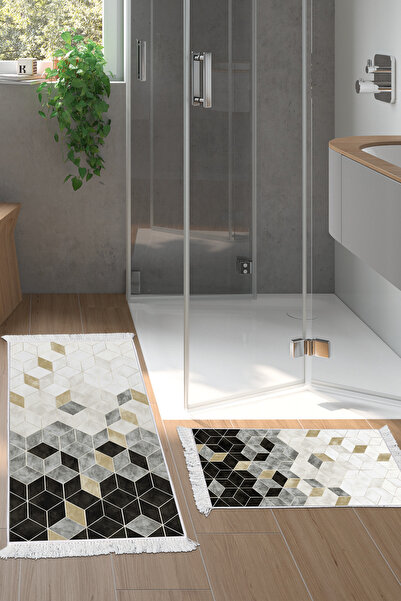 KAYABEY HOME Set covoraș de baie digital din 2 piese Star Piele Talpă anti-al...