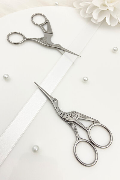 ZEYMERADE مقص خياطة فضي طراز سووز نيشان، فتحة شريطية، مناسب للمناسبات الخاصة والاحتفالات، مقص تطريز فضي