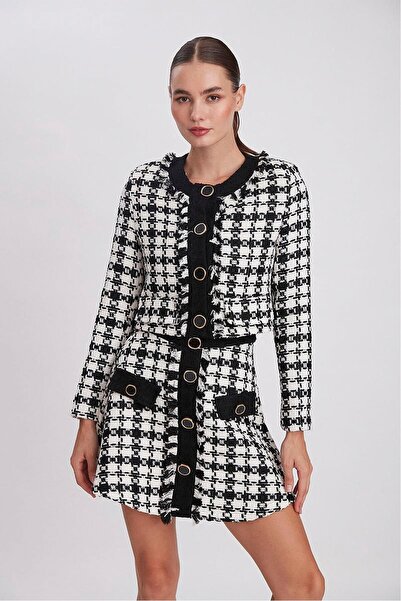 dükkan10butika Γυναικείο υφασμάτινο σετ από τουίντ με στρογγυλή λαιμόκοψη, κο...