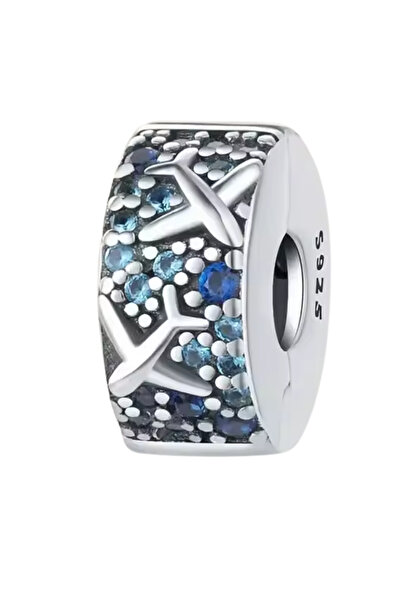 Fubena Mavi Taşlı Uçaklar Klips Charm