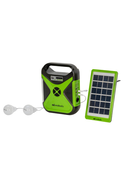 Evotools Solar Charging LED Lighting Kit 2 Bulbs, Radio and USB Port 3 W