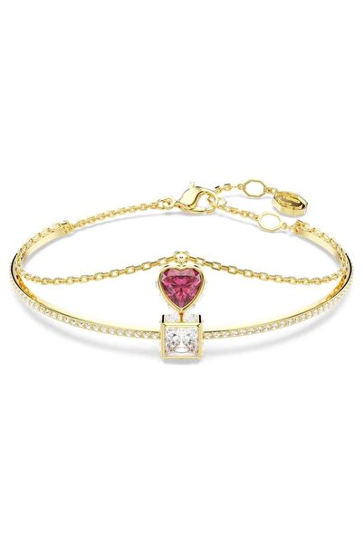 Swarovski Chroma Bileklik, Kalp, Kırmızı, Altın rengi kaplama