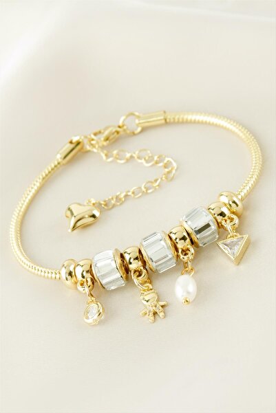 OSENSE Baget Taşlı Lüks Çelik Kelepçe Bileklik