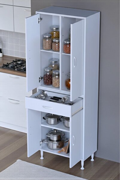 Eliusta Luma Kapaklı & Çekmeceli Banyo Dolabı 65 cm Genişlikte Beyaz Dolap 65...