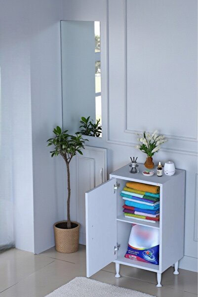 Eliusta Arden 40 cm Beyaz 2 Bölmeli Banyo Düzenleyici Dolap 1 Raflı Çok Amaçl...
