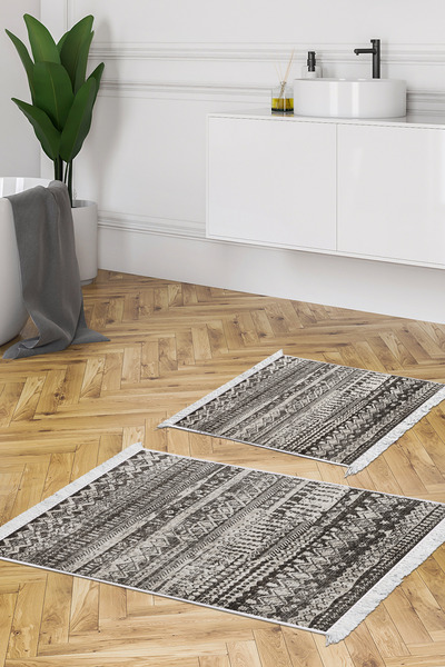 KAYABEY HOME Αντιολισθητικό Μοτίβο Μπάνιου 2 Τεμ. Star Ύφασμα με Φούντες Σκαν...