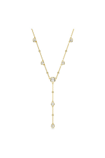 Swarovski Imber Y-Kolye, Yuvarlak kesim, Beyaz, Altın rengi kaplama