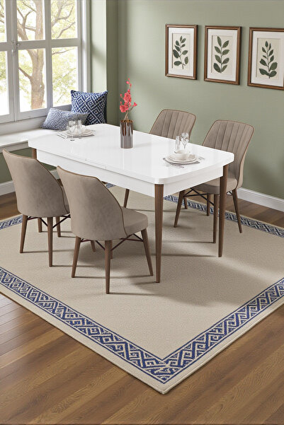 Canisa Radde Serisi 70x110 Sabit Beyaz Masa Mutfak Masası Takımı 4 Cappucino ...