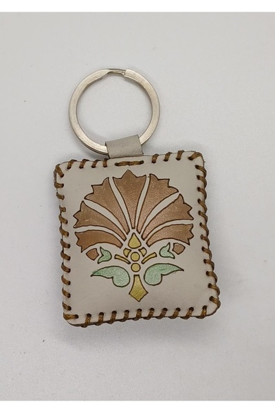 Durush Collection جلد طبيعي، خياطة يدوية، مطلي يدويًا، سلسلة مفاتيح بنمط تركي