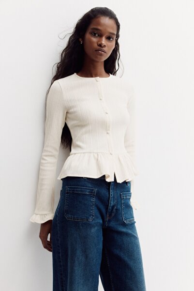 H&M Lastik Örgülü ve Peplumlu Hırka