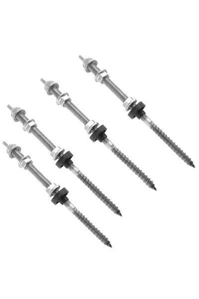 Admira Systems Set of 4 Double Threaded Anchor Bolts for Solar Panel Structures, Stainless Steel, M10 x 200 mm