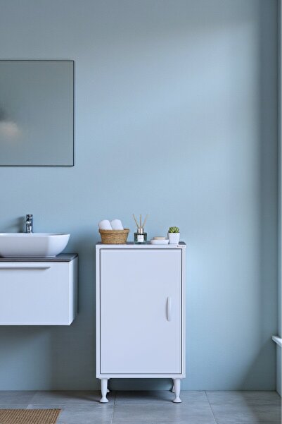 Eliusta Nirat 45 cm 4 Bölmeli Beyaz Banyo Mutfak Dolabı 3 Raflı Kapaklı Çok A...