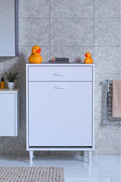 Eliusta Asil 65 cm Kirli Çamaşır Sepetli Banyo Dolabı 1 Çekmeceli Mutfak Çok ...