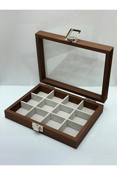 Akyüz Dekor Ahşap Cam Kapaklı Takı & Yüzük Kutusu 21x16x5