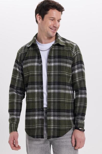 Tudors Erkek Slim Fit Dar Kesim Kareli Kışlık Oduncu Gömlek