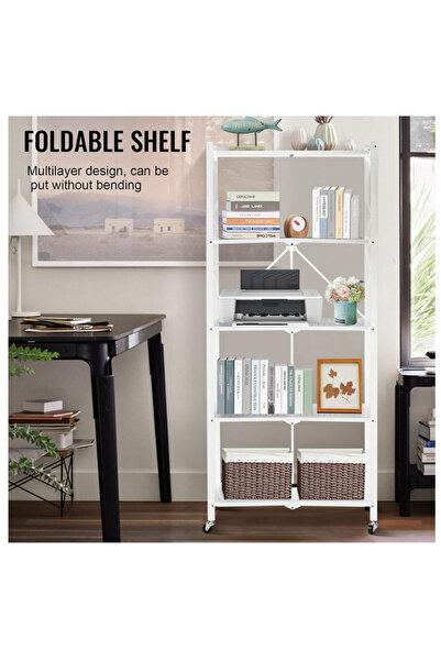 LAOBAN Foldable Storage Shelves 5 Tier, Multipurpose Rack for Living Room Bedroom Kitchen Garage