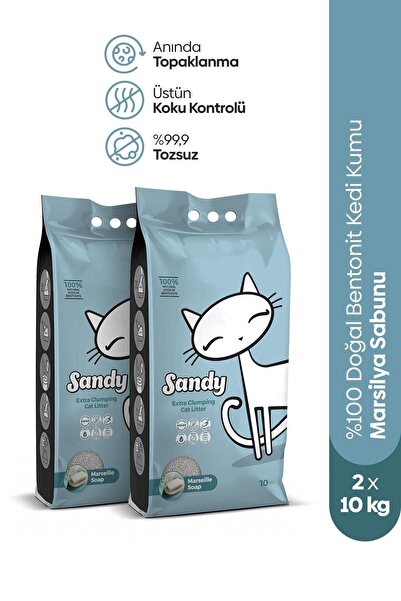 Sandy Marsilya Sabunu Kokulu Topaklanan Kedi Kumu 2x10kg