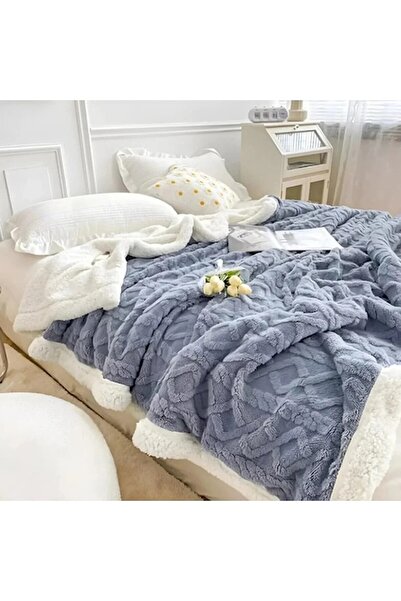 GARDEON Cocolino Fur Blanket for 2 People, Premium Microfiber, 200x230 cm, Blue