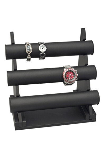 Cufarul cu margele Removable Support for Displaying Bracelets Black Leather 3...