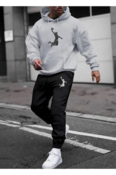 ALCİNOUS Basketball Player Designed Hooded Top and Bottom Tracksuit Set