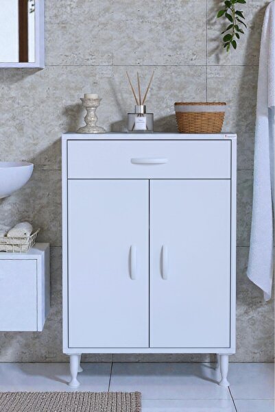 Eliusta Rose 60 cm Beyaz 1 Çekmeceli Banyo Mutfak Dolabı 4 Bölmeli 3 Raflı Ço...