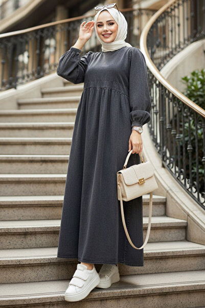 N.S NEVA STYLE Black Hijab Denim Dress 19163S
