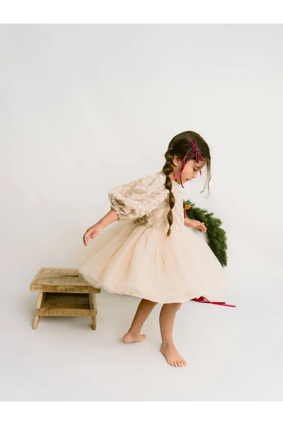 Little Ya Ya Love LENNU Üst Peluş Güllü Alt Tütü Elbise