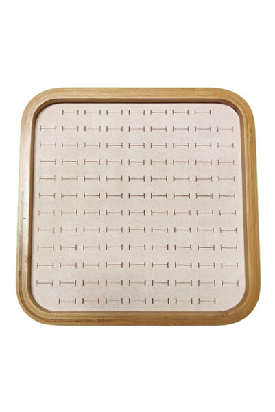 Cufarul cu margele Cream Canvas Display Tray for 104 Rings 30x30x4cm