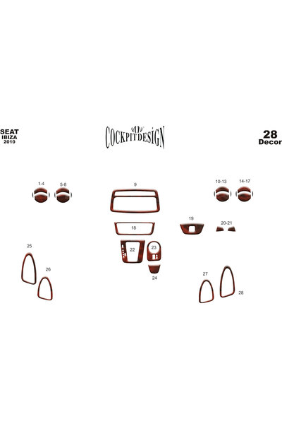 Marscockpitdesign سيات إيبيزا - كوردوبا 2010 25P طلاء أسود لامع