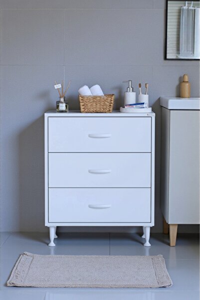 Eliusta Seçer 3 Çekmeceli 55 cm Banyo ve Mutfak Dolabı Beyaz 55x75x32,5 cm Ço...