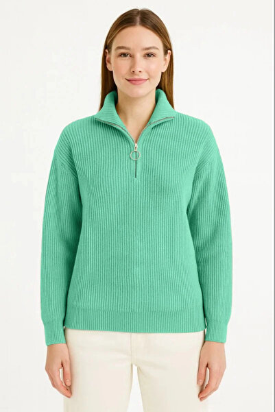 SATIYU BUTİK Asmedo Women's Half-Zip Knitwear Sweater Thessaloniki Knit Stand...