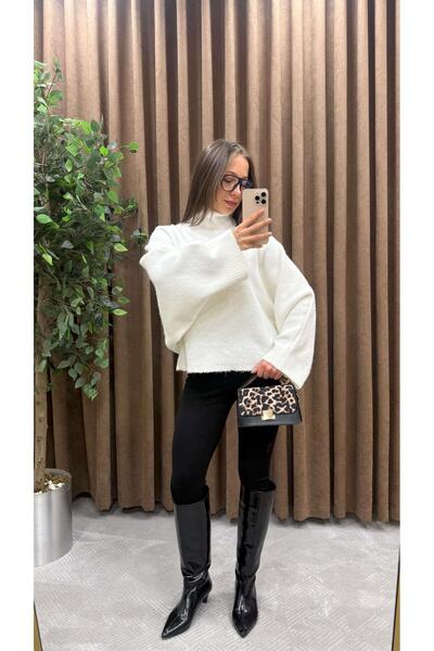 Maysa YARASA KOL BOĞAZLI TRİKO KAZAK-EKRU