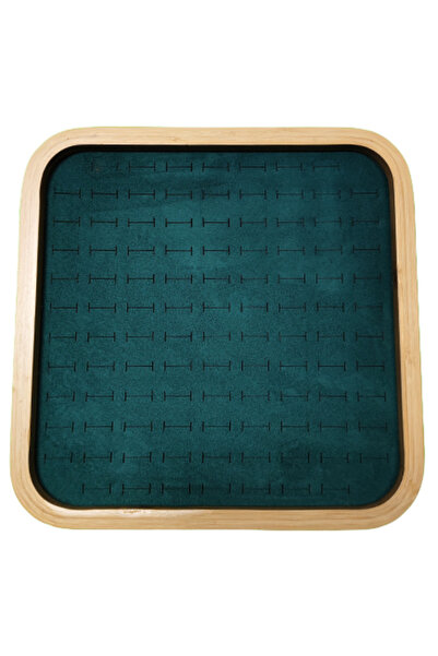 Cufarul cu margele Green Fabric Display Tray for 104 Rings 30x30x4cm