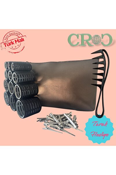 Croc Crni uvijač za kosu - Set od 12 komada, plastični uvijač za kosu + 25 ko...