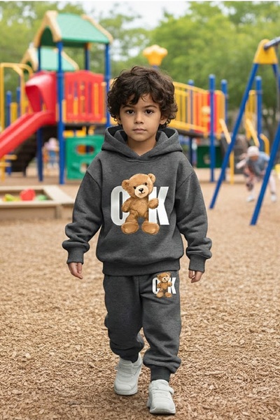 Set unisex pentru copii, hanorac cu imprimeu și buzunar tip cangur