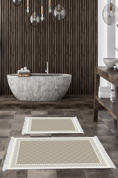 KAYABEY HOME Αντιολισθητική βάση Djt 2 τεμαχίων Σετ πατάκι μπάνιου Star Cotto...