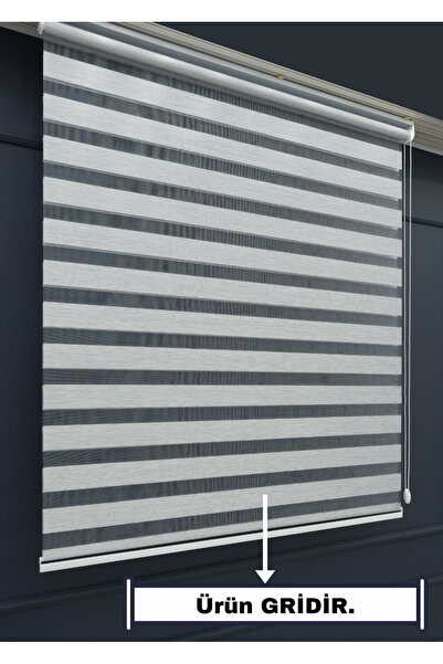 ESDEH Zebra Stor Güneşlik Perde - TEK PERDE 2 FONKSİYON (TÜL+GÜNEŞLİK) - Alüm...