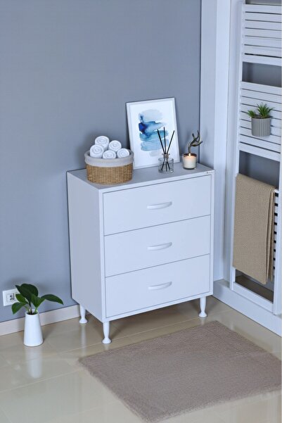 Eliusta Seçer 3 Çekmeceli 65 cm Banyo ve Mutfak Dolabı Beyaz 65x75x32,5 cm Ço...