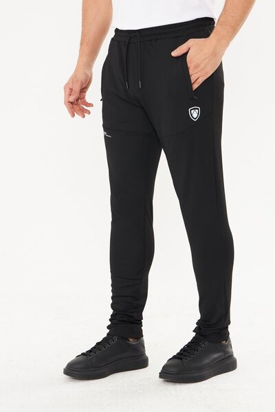 Marco Ferry Men's Fleece-Lined Dalgıç Winter Sweatpants Black 5449-S